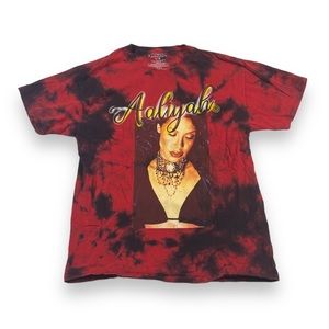 Aaliyah Tie Dye T-Shirt Hip Hop Rap Tee Red Black Yellow Music Concert Tour RP